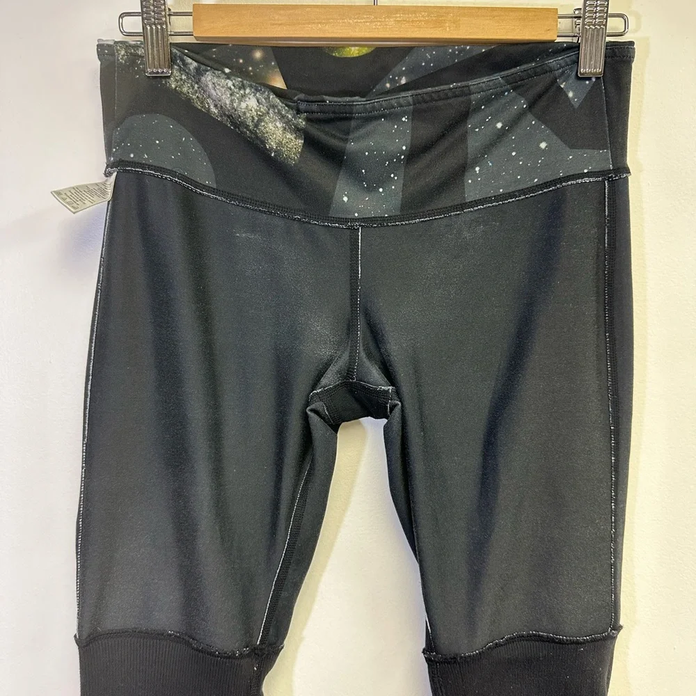 ALO YOGA, Godess Leggings, Green, Black, Galaxy Print, Small